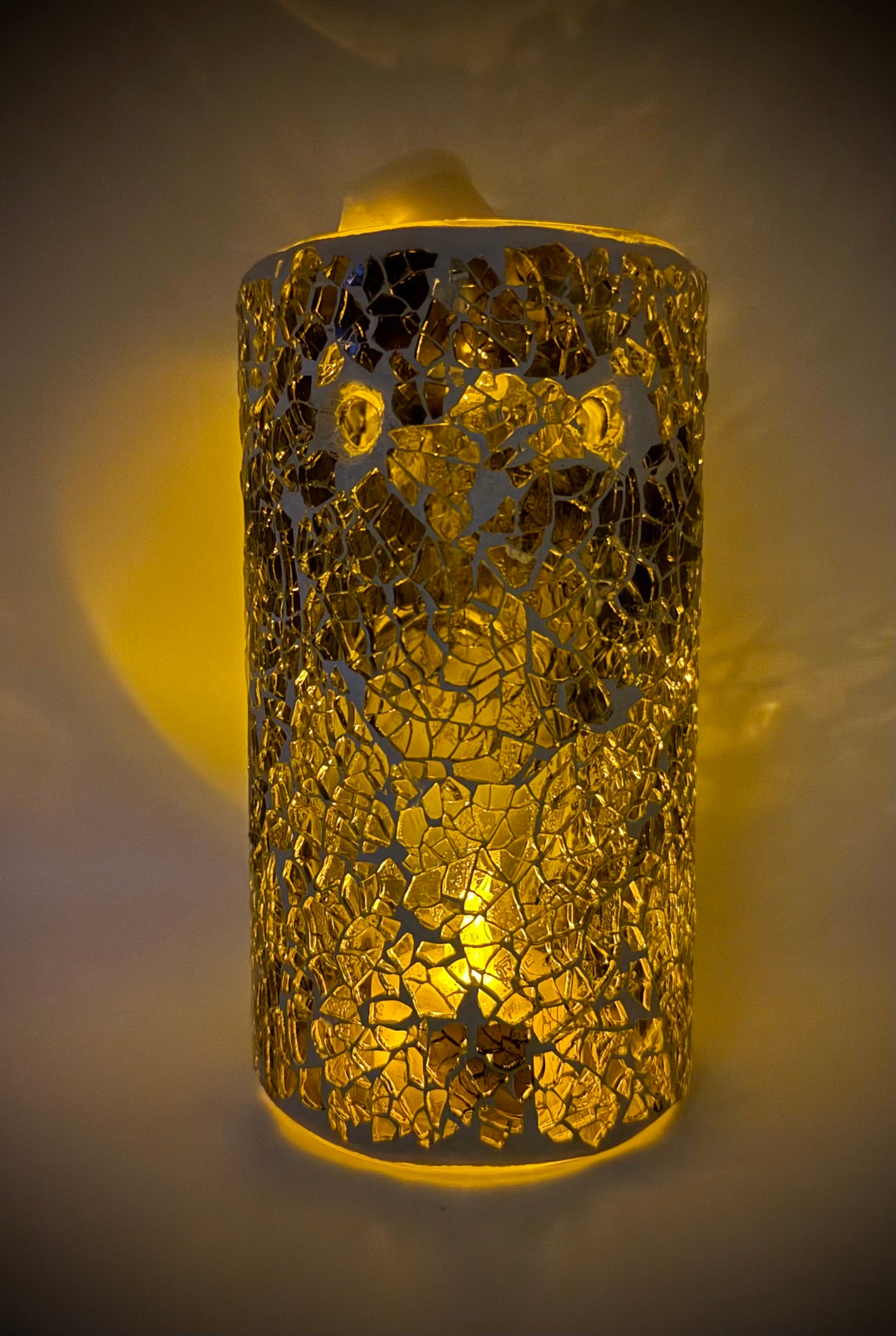 Gunmetal Crackle Glass Pillar Tealight Warmer