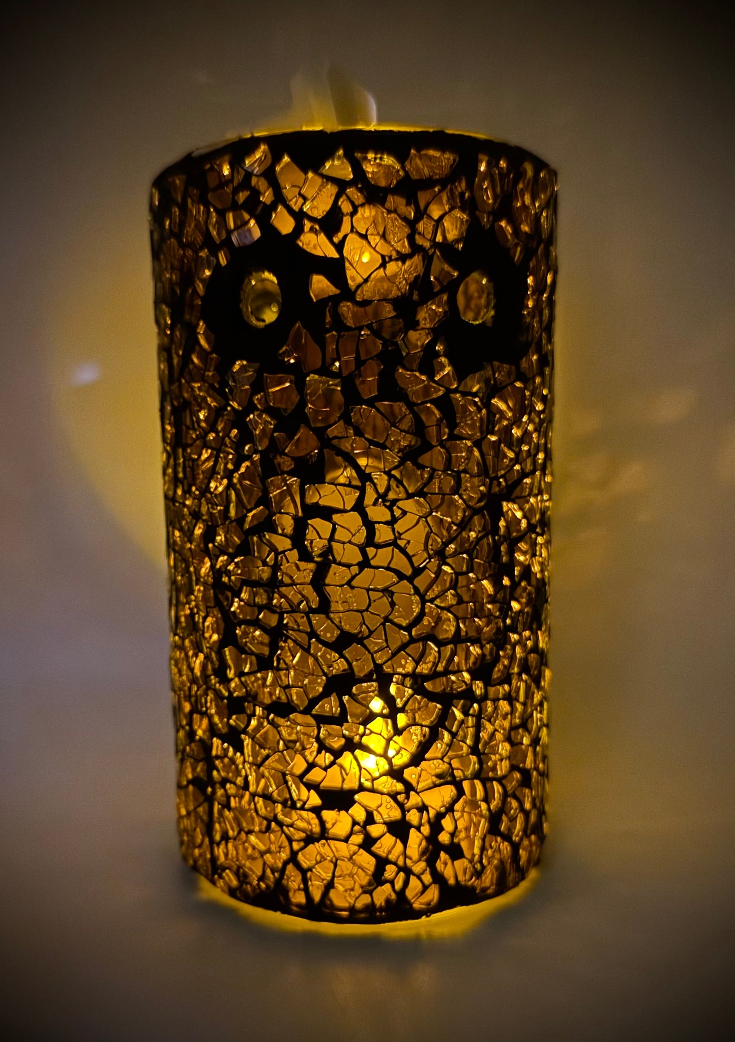 Red Crackle Glass Pillar Tealight Warmer