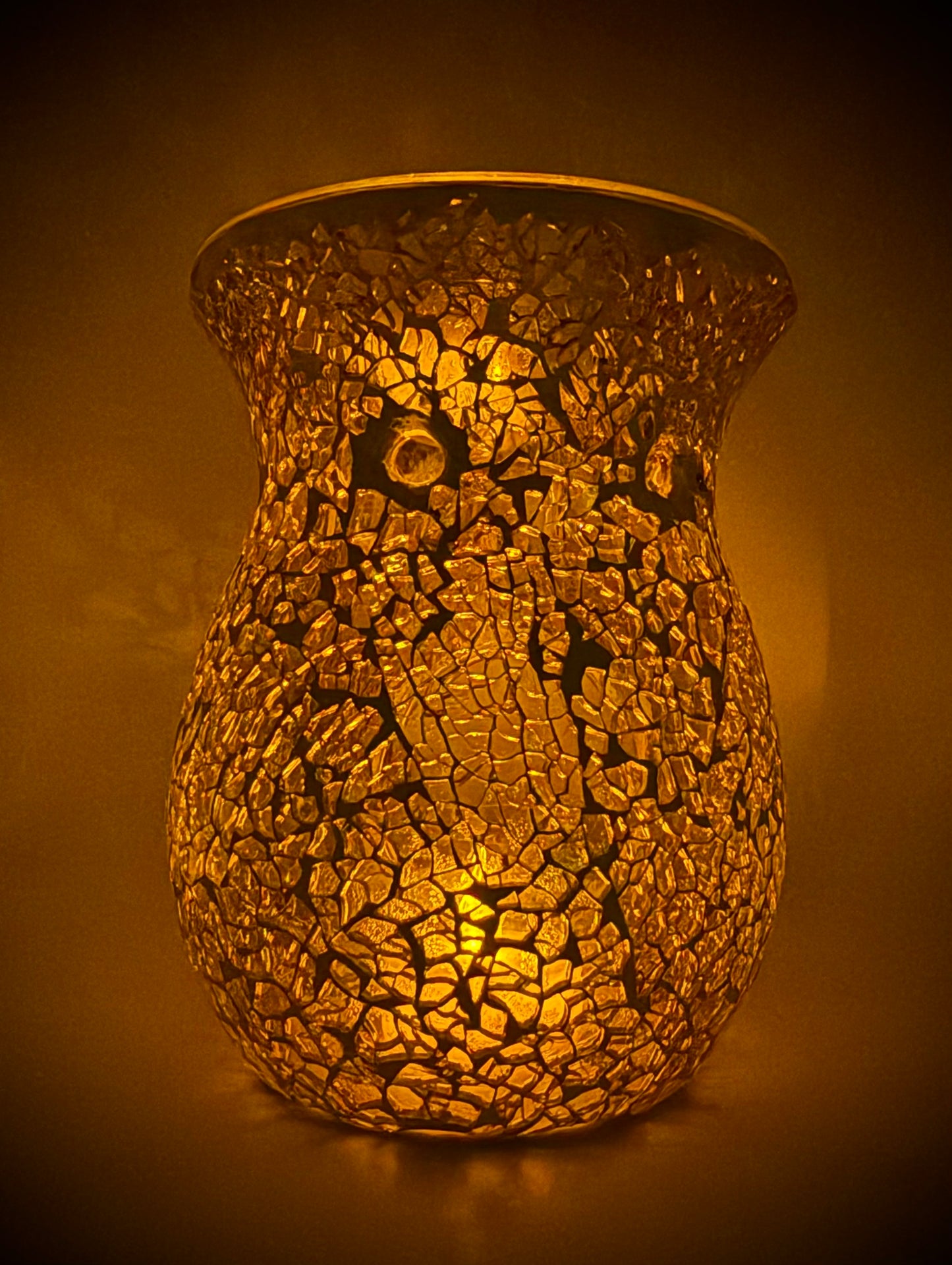 Brown Crackle Glass Tealight Warmer