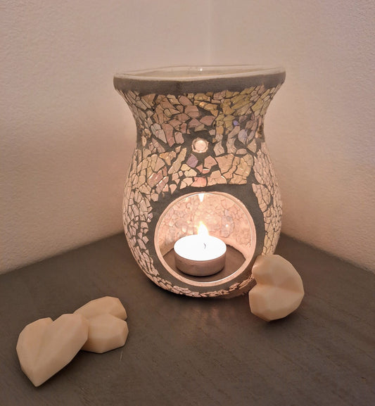 White Glass Crackle Wax Warmer