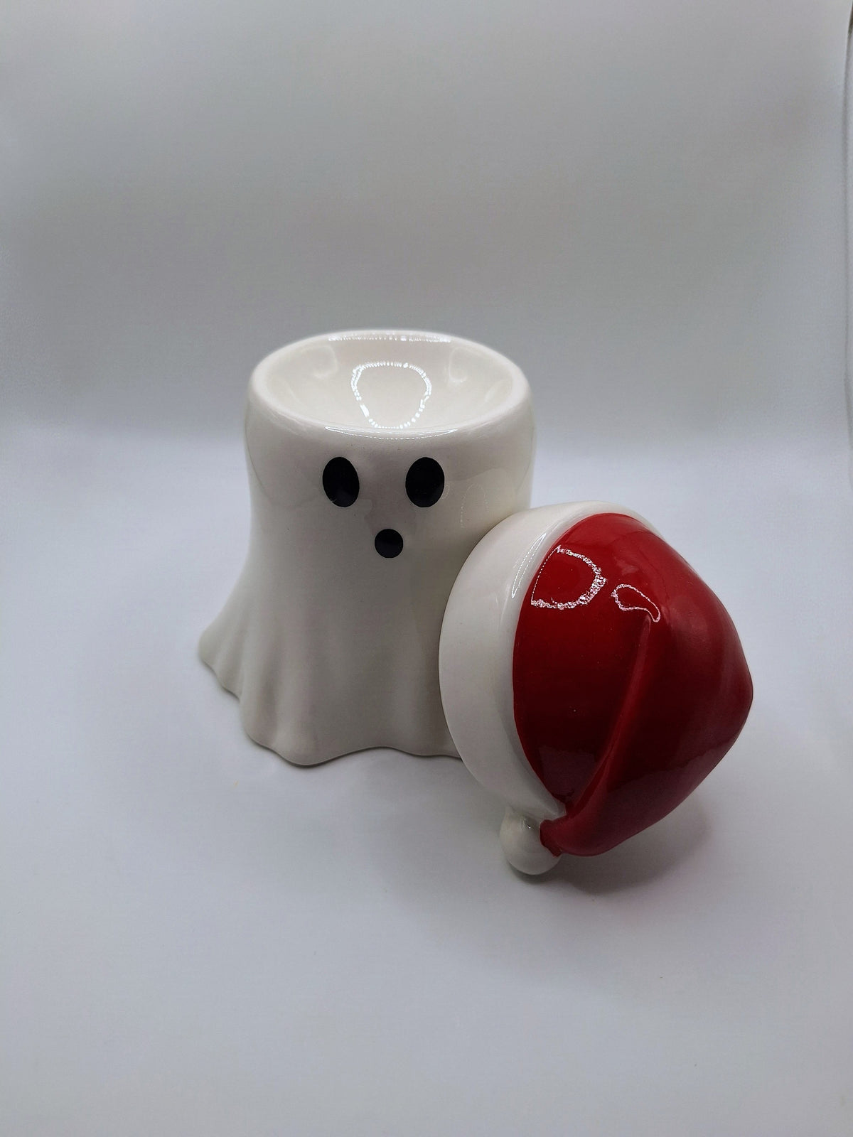 Ghost with Santa Hat Tea Light Warmer