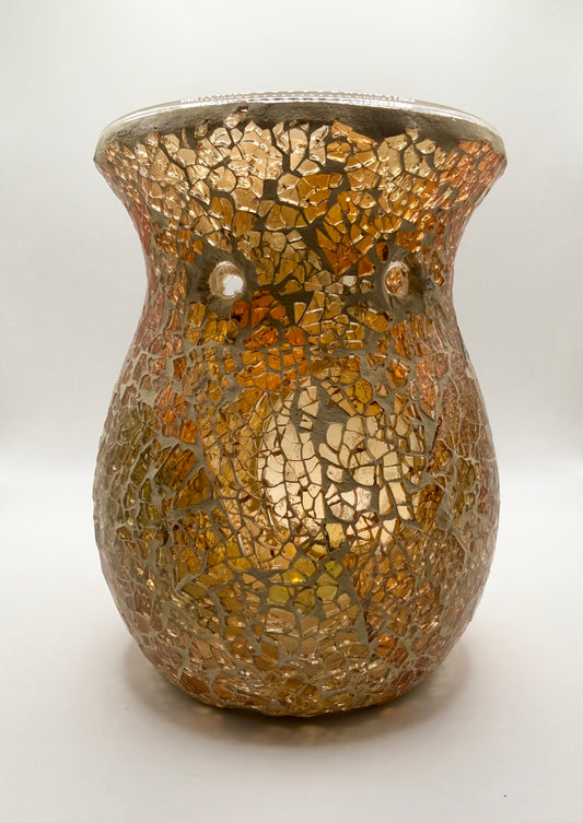 Brown Crackle Glass Tealight Warmer