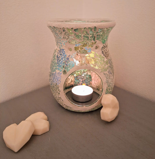 Blue Glass Crackle Wax Warmer