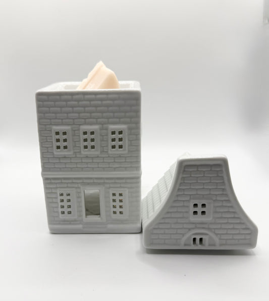 White Scandi House Ceramic Tealight Warmer