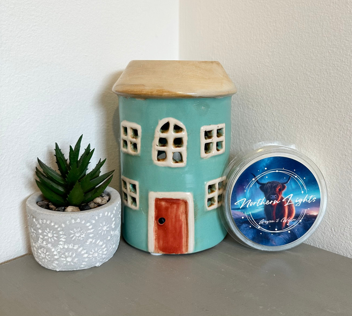 Turquoise Pottery House Wax Warmer