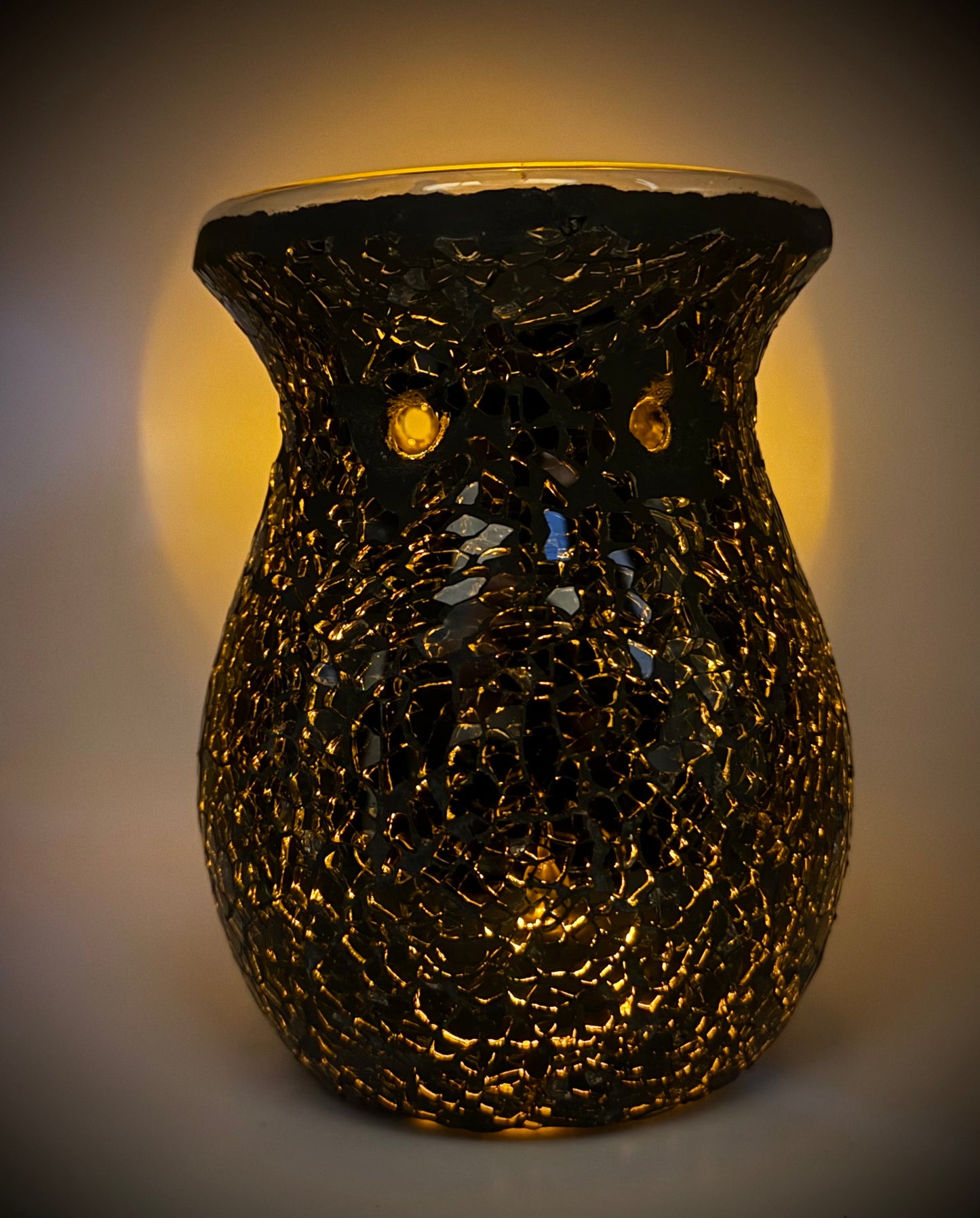 Black Crackle Glass Tealight Warmer