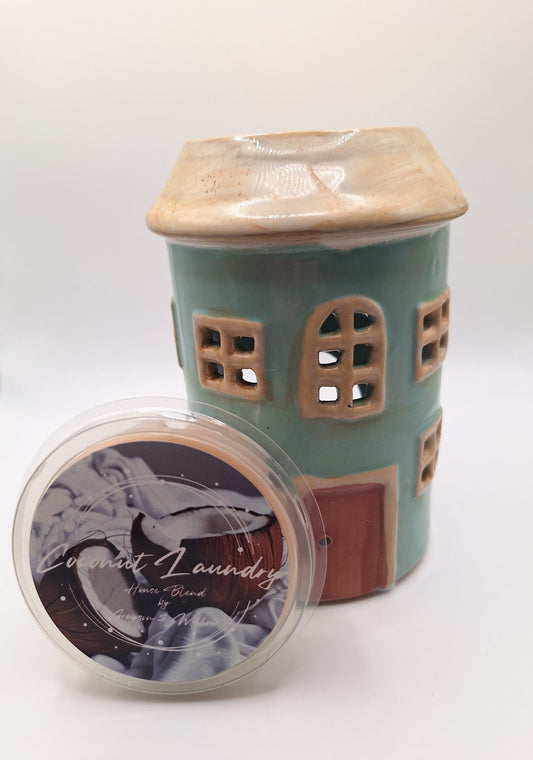 Turquoise Pottery House Wax Warmer
