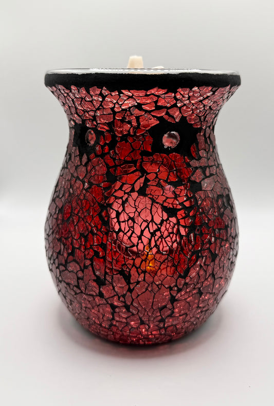 Red Crackle Glass Tealight Warmer