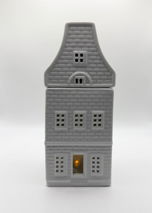 White Scandi House Ceramic Tealight Warmer