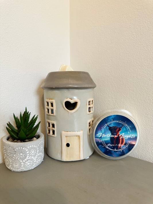 Blue/Grey Pottery House Wax Warmer