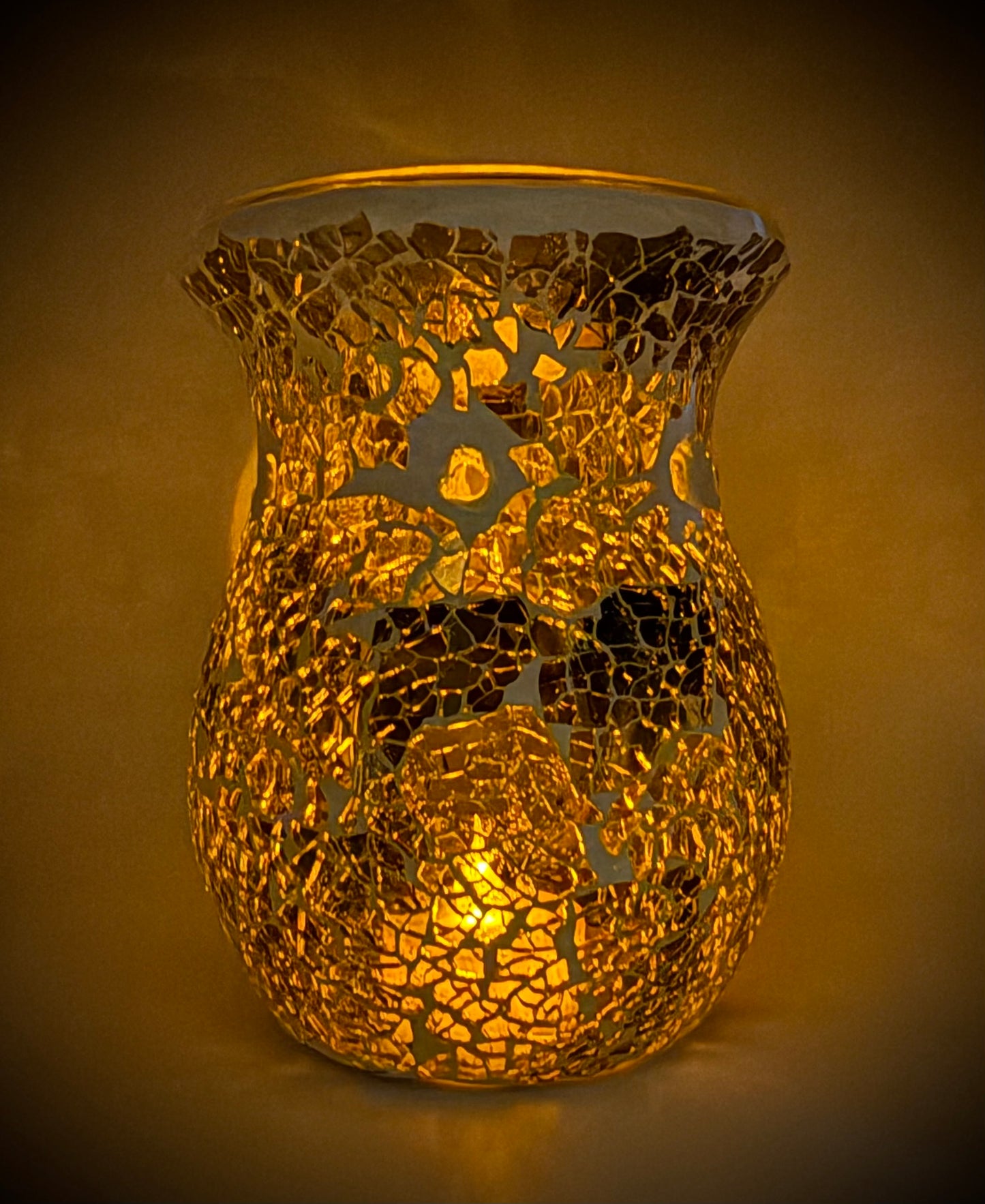 Gunmetal Crackle Glass Tealight Warmer