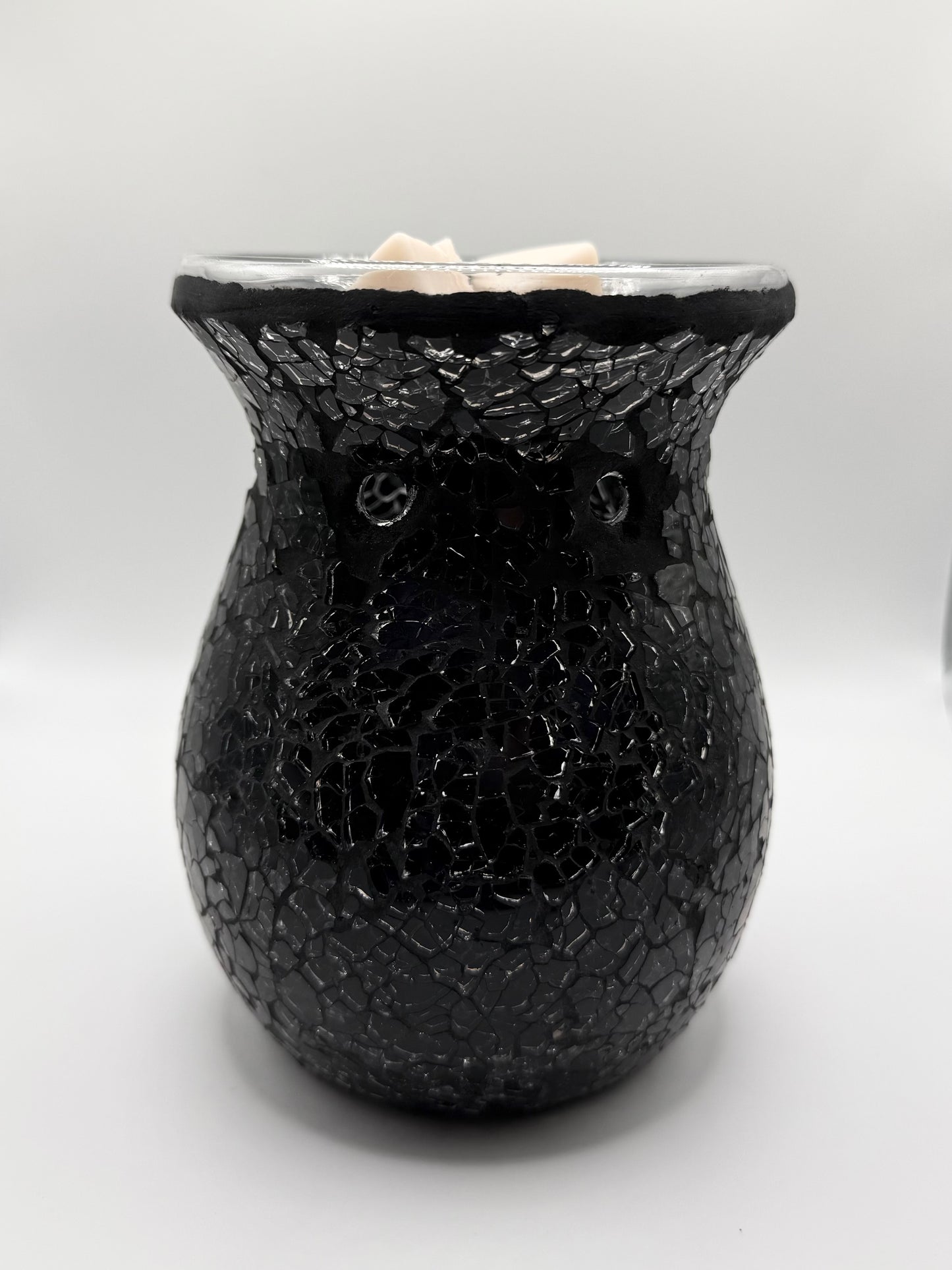 Black Crackle Glass Tealight Warmer