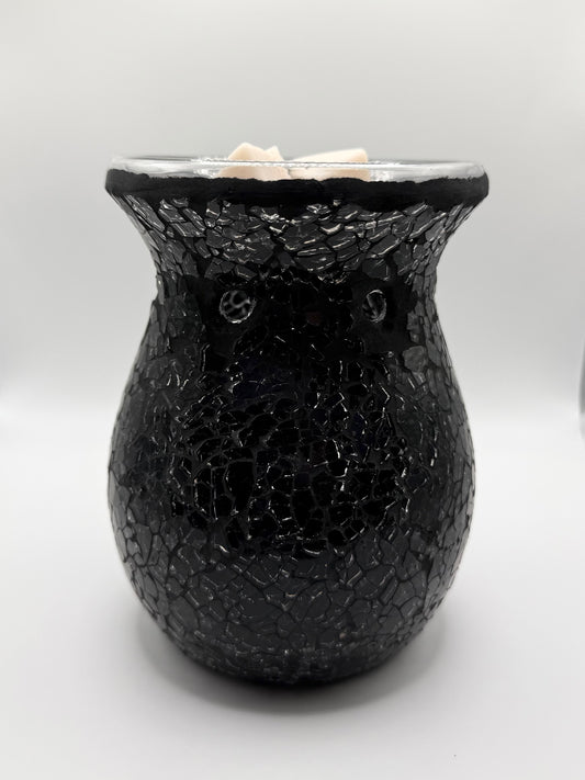 Black Crackle Glass Tealight Warmer