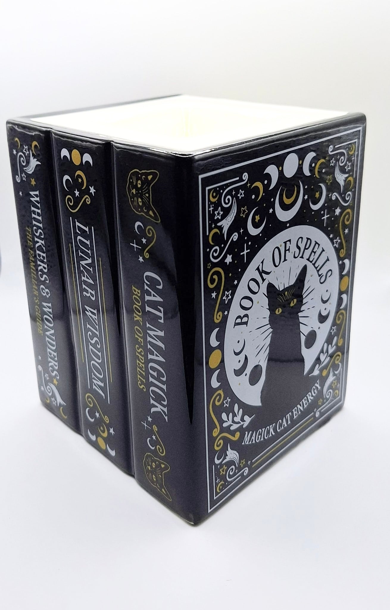 Black Cat Spellbook Tea Light Warmer