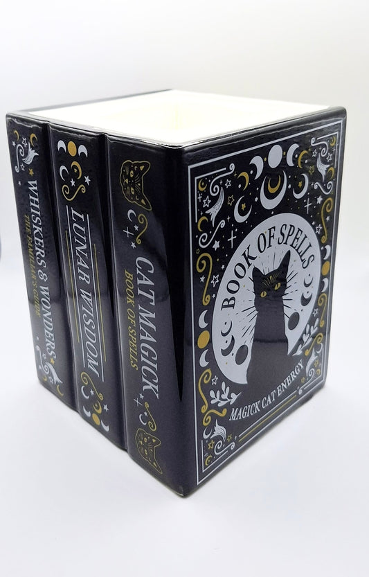 Black Cat Spellbook Tea Light Warmer